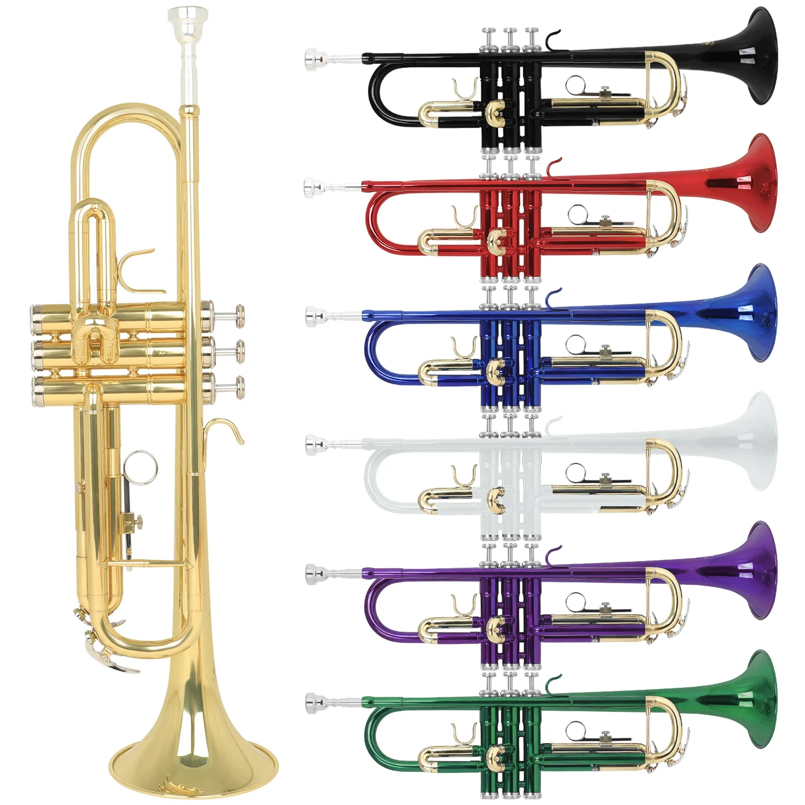 SLADE Bb Trumpet Brass body Gold-Plated B Flat Trumpet Professional Performance Brass Musical Instrument with Case Mouthpiece