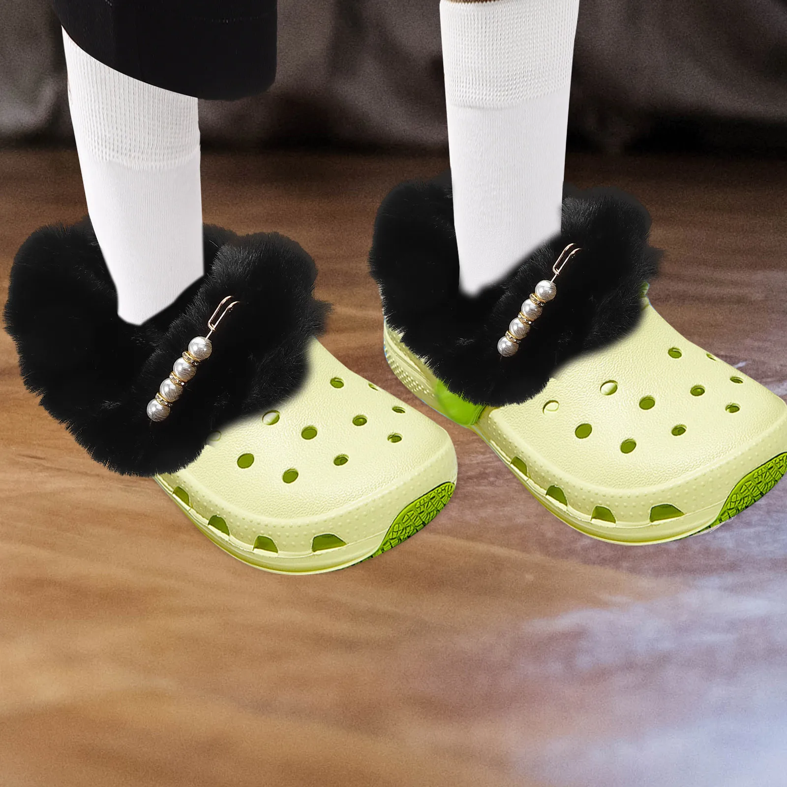 

1pcs Lining Fleece Slippers Liner Clog Sock Removable Warm Inserts Cozy Winter Shoe Lining Replacement For Men Women Black