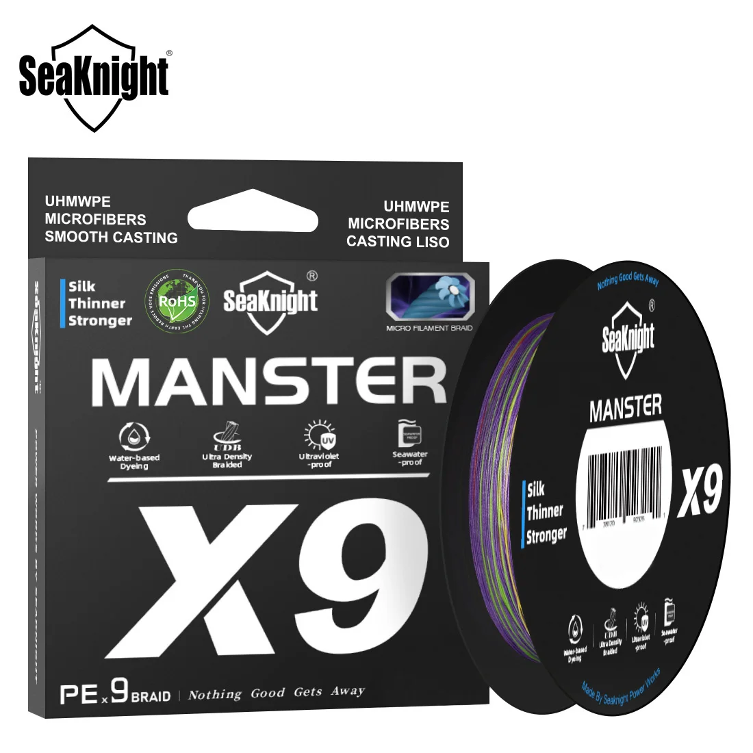 Línea de pesca SeaKnight Brand X9 Series 500M 300M, revestimiento Si + a prueba de agua de mar a prueba de rayos UV, línea de PE multifilamento suave de 9 tejidos