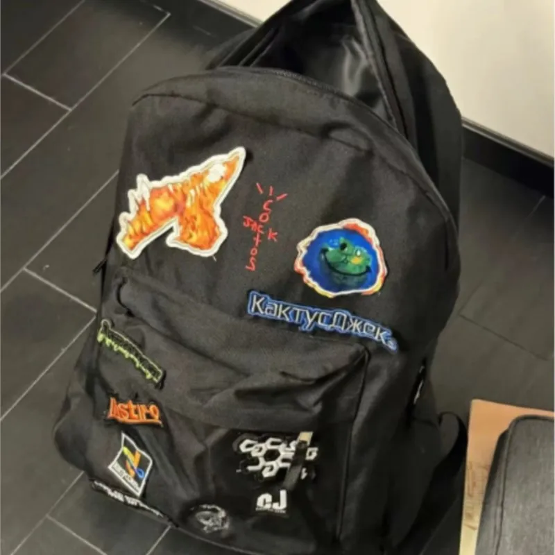 

Letter Cartoon Embroidery Backpack Men Large Capacity Lightweight Hiking Travel Daypack Women College Street Cool Y2k Backpack