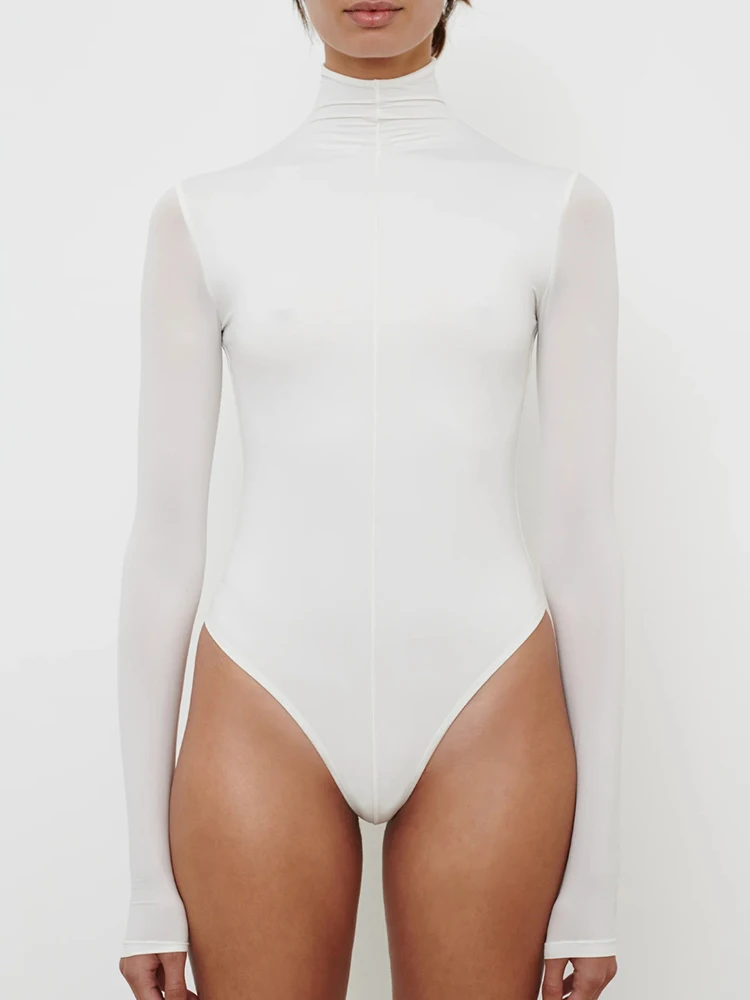 

Боди с длинным рукавом, облегающая футболка с высоким воротом, простой и универсальный топ с длинным рукавом, новинка весны 2026 года