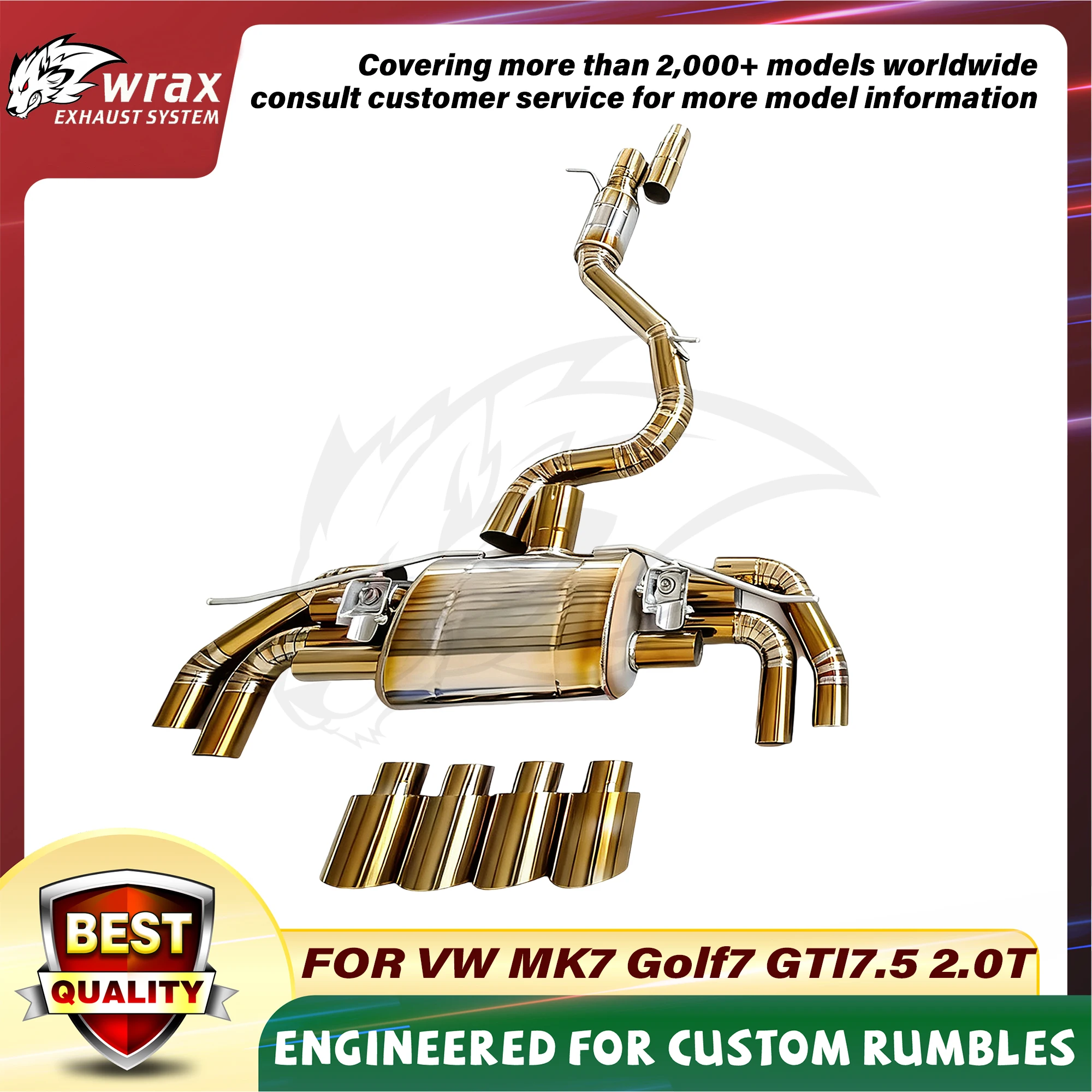 

Premium Titanium Alloy WRAX Catback for VW MK7 Golf7 GTI7.5 2.0T Selection of Valves Switchable Sound Exhaust System