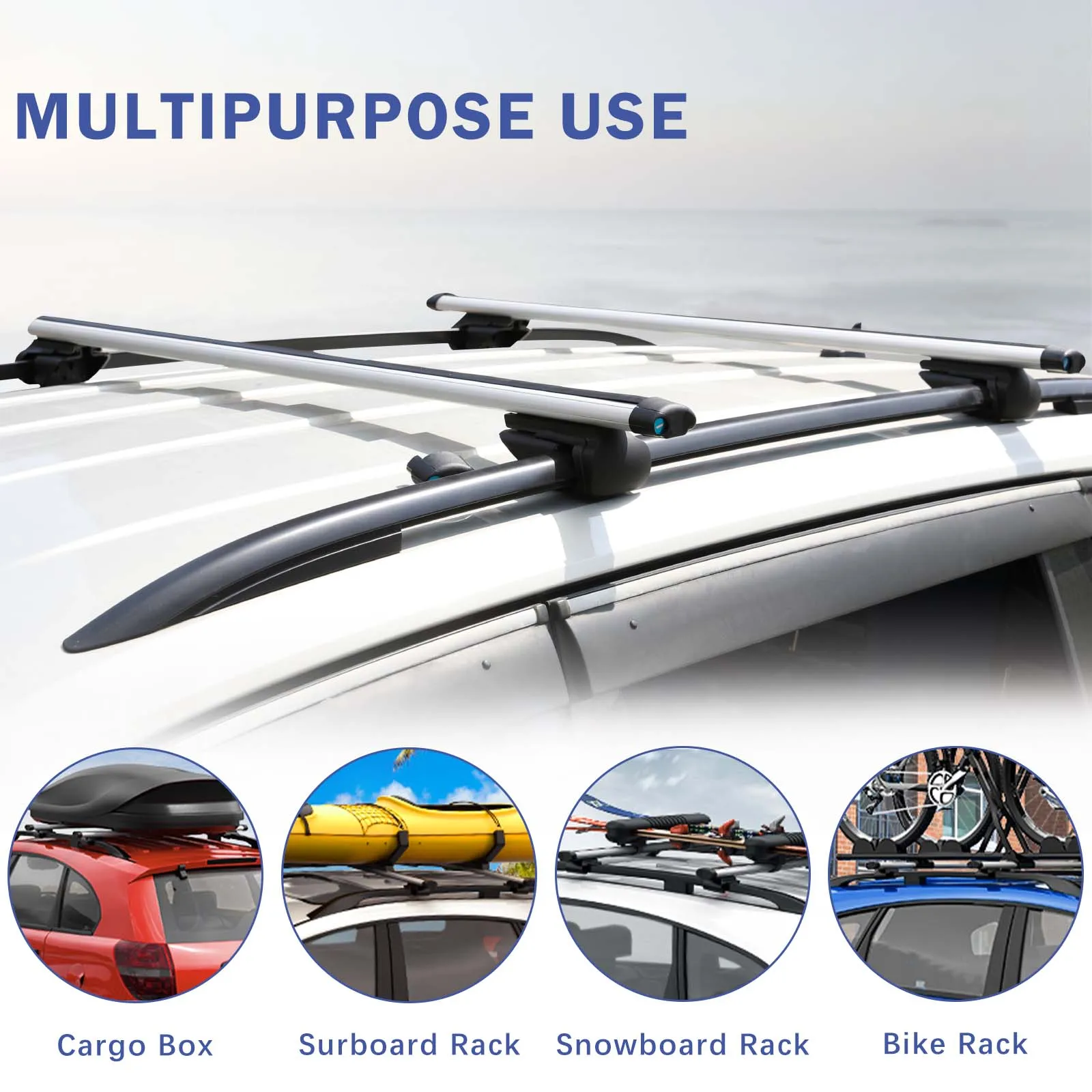 

48" Car Roof Rack Cross Bar Cargo Luggage Carrier w/Lock For Hyundai Tucson 2022