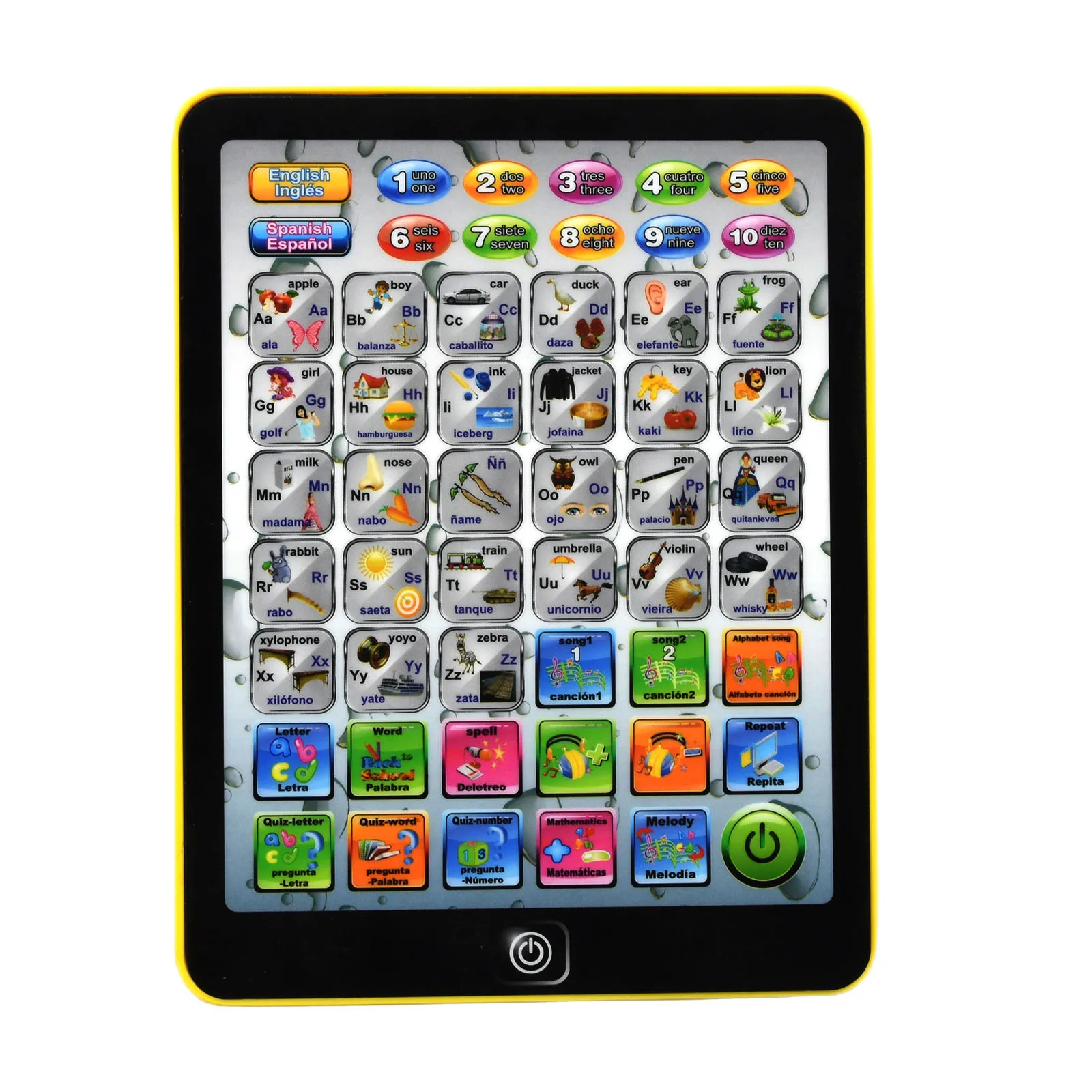 Spanish English Learning Tablet Toy Kids Tablet Preschool Early Educational Touch Pad Exercise Letters Words Pronunciation Gift