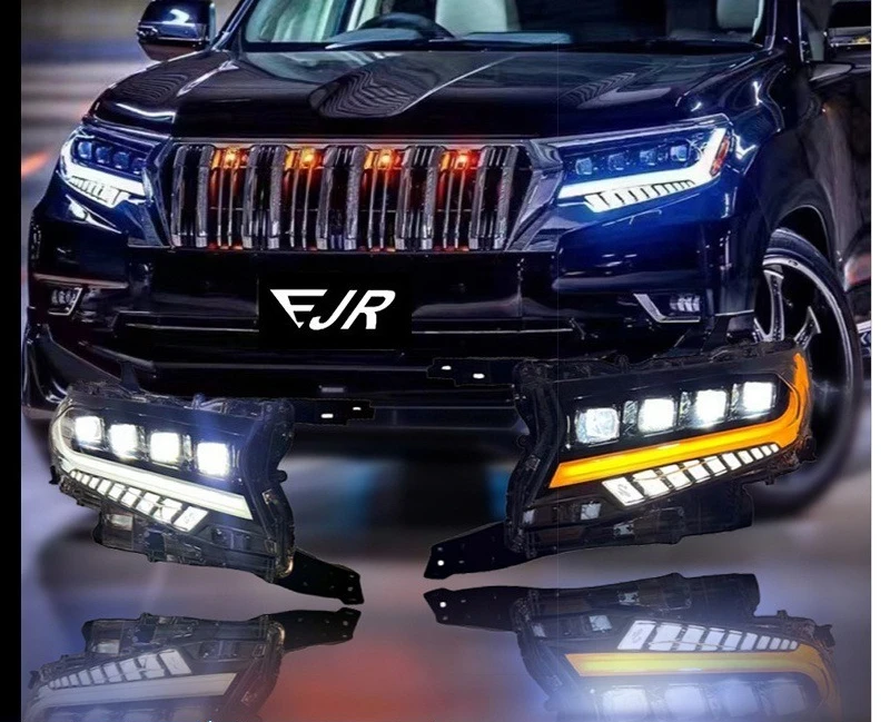 Upgraded Headlights for Toyota Prado 2018-2022, 4-Lens LED Headlights, High Beam and Low Beam, Durable and Bright
