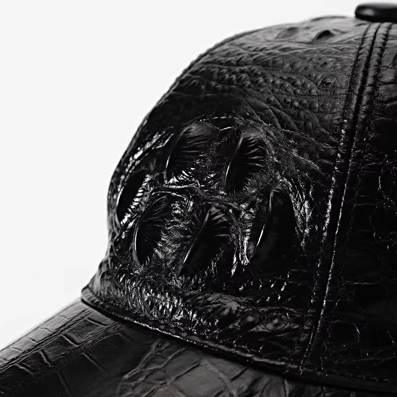 Mode Herren Krokodil Muster Rindsleder Echtes Leder Schirmmütze Außerhalb Casual Sonnenschutz Reise Baseball Kappe Einstellbar – Detail 7