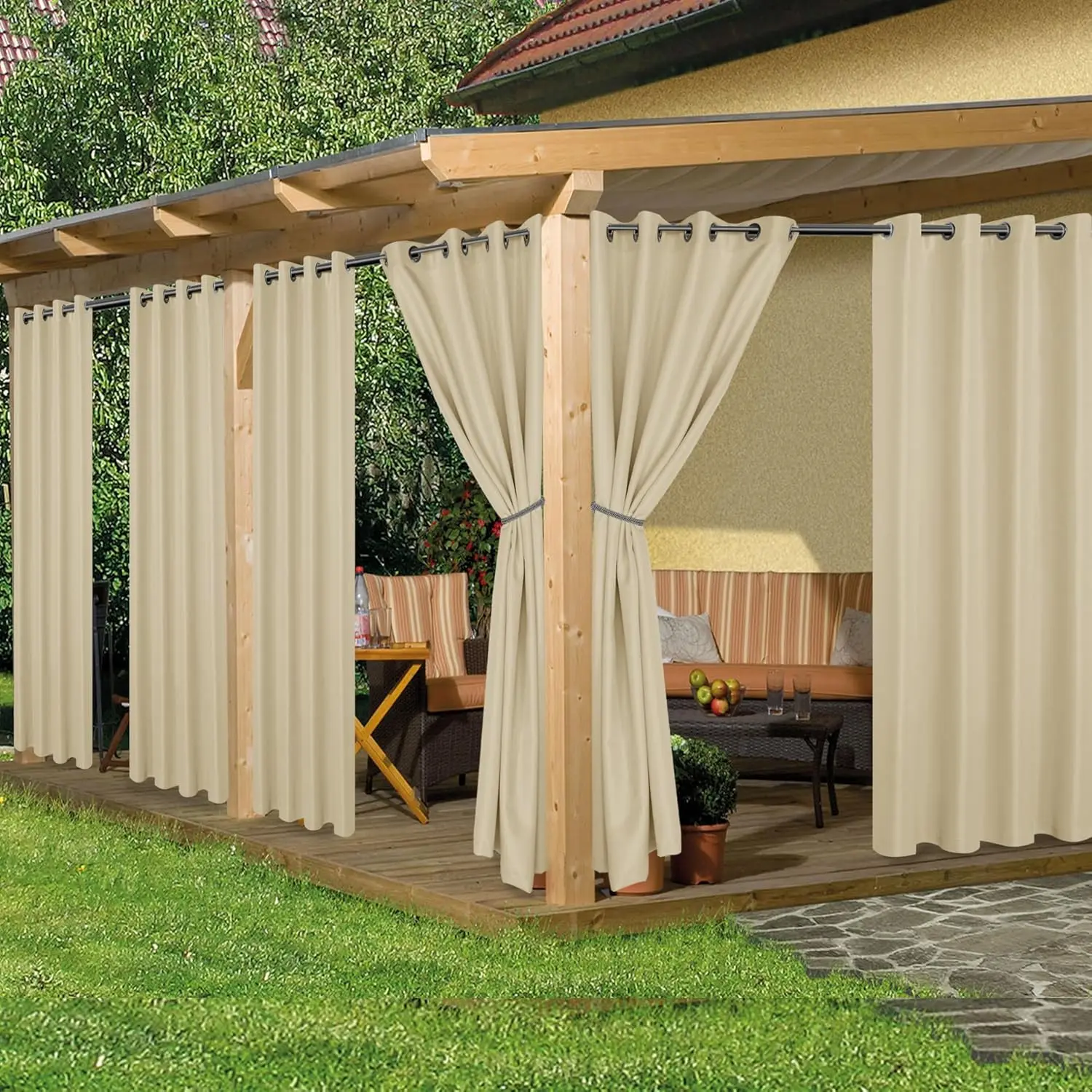 

Outdoor Curtains for Patio Waterproof, 8 Panels - 54x84 Inches - Weatherproof Privacy Outsides Curtains for Cabana Porch