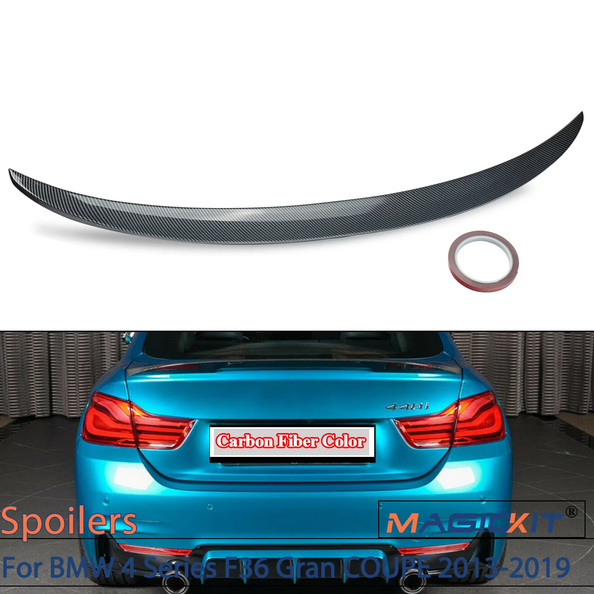 

Carbon Fiber look Car Rear Trunk Spoiler Wing Boot Lip For BMW 4 Series F36 Gran COUPE 2013-2019 MP Style Auto ABS Accessories