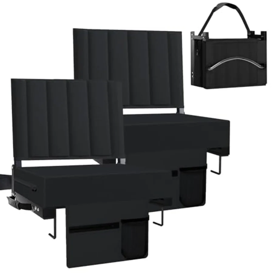 

Stadium Seat for Bleachers with Back Support and Cushion Bleacher Seats with Shoulder Strap and Cup Holder Padded Portable Fold