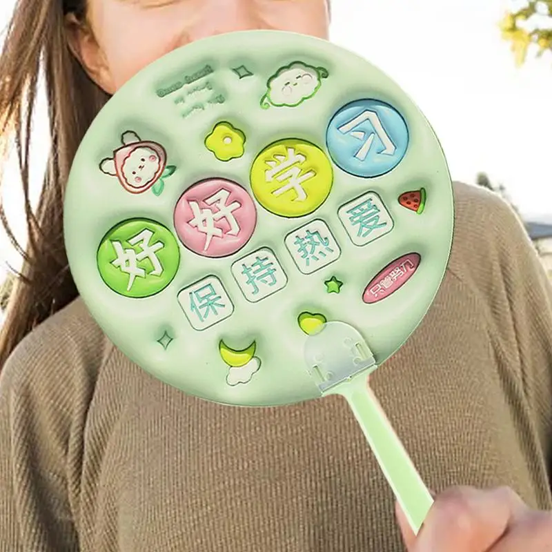 Cartoon Handheld Fans Letter Patterns Handheld Cooling Fans Manual Small Fan Cute Novel Home Personal Decoration Summer Round