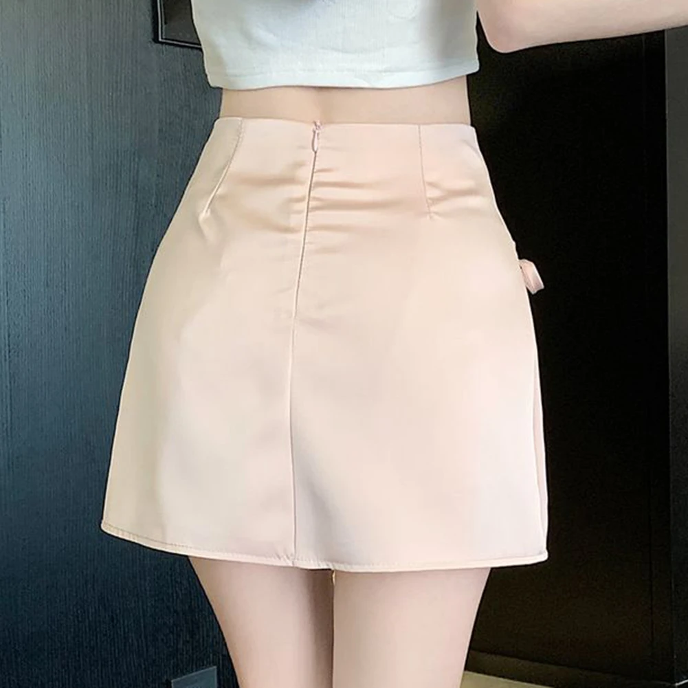 

Daily Home Club Skirt Clothing Spring Skirt Black Satin High Waist Skirt Polyester Fabric Regular Length Casual Outfit