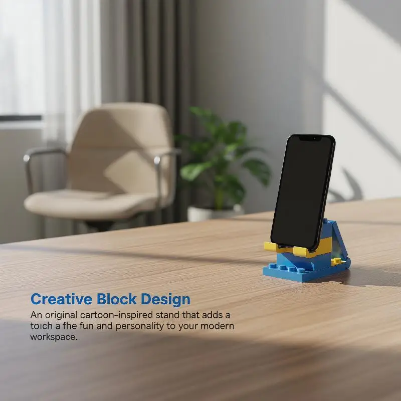 Building Block Phone Holder Foldable Design for Convenient Home Office Use
