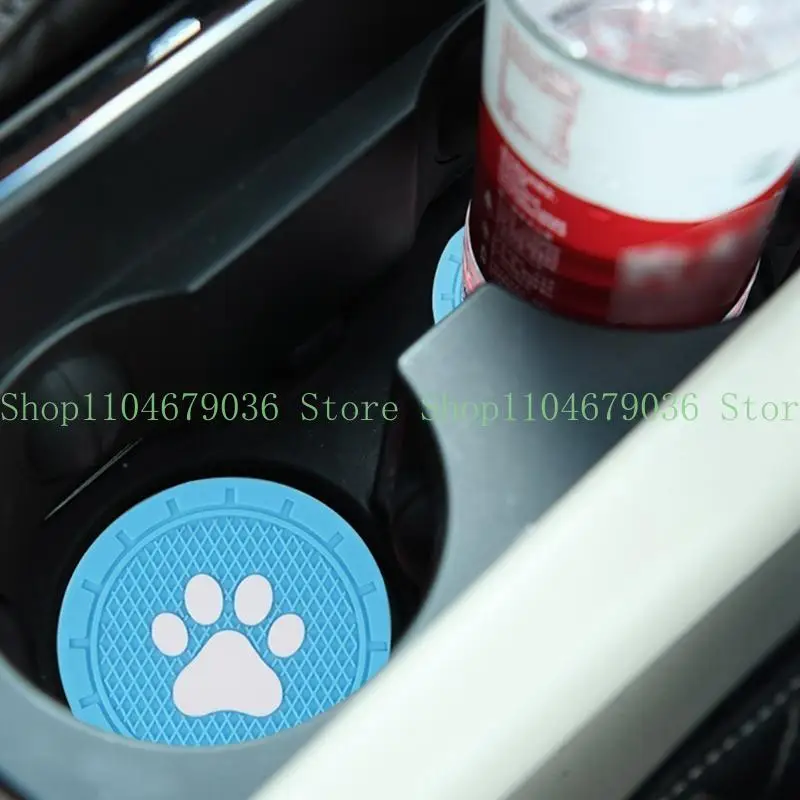 652F Auto Bottle Holder Paw Pattern Insert Pad Car Water Cup Holder Pad Mat