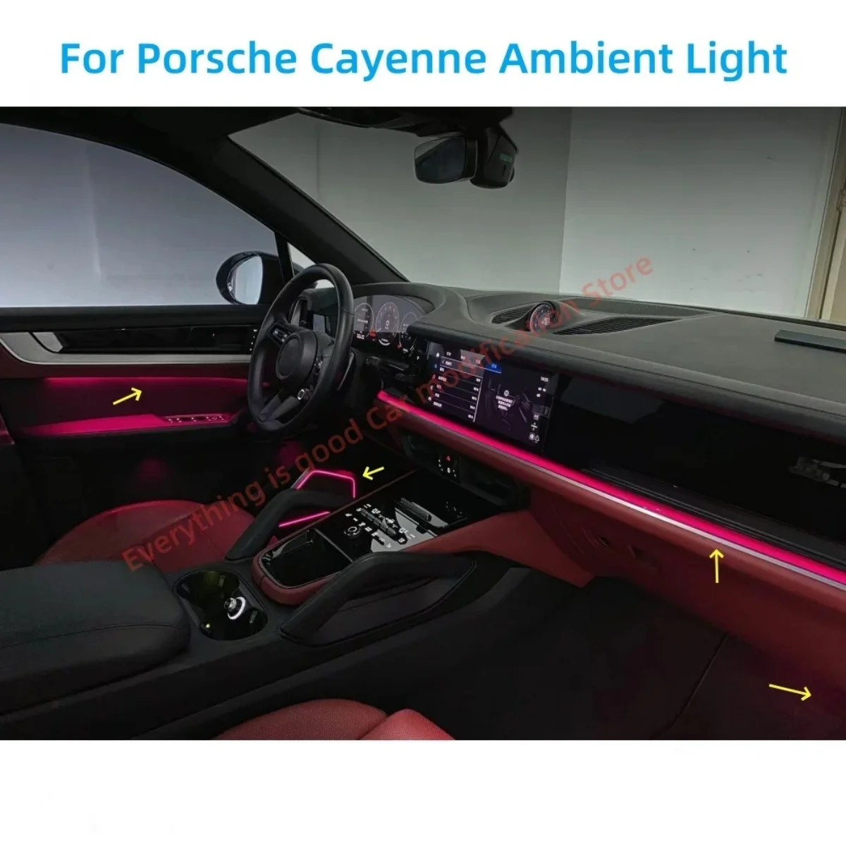 

For Porsche Cayenne Ambient Light Car Interior lighting Upgrade Door Light Cover Atmosphere Lamp screen &APP control Footlight