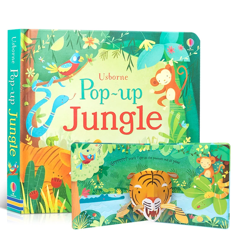 Pop-Up Jungle 3D Lift-the-Flap Book, English Picture Book for Toddlers, Early Educational Storybook,Bedtime reading materials