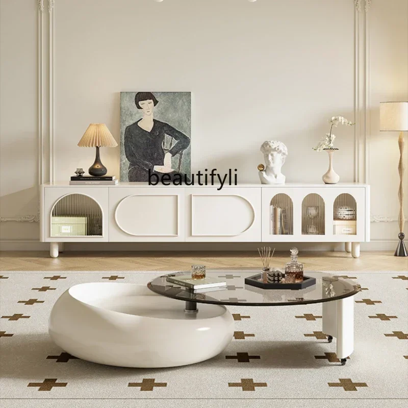 

ss новый французский кремовый стиль, шкаф для телевизора из цельного дерева, чайный столик, комбинированный ретро супер хрустальный камень, напольный шкаф для хранения краски