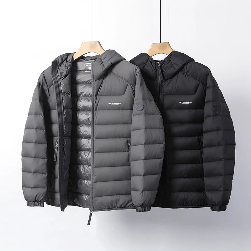 

Мужская зимняя куртка с высоким содержанием пуха, ветрозащитная, водонепроницаемая, теплая, с капюшоном, на нейлоновой ткани, повседневная, утепленная