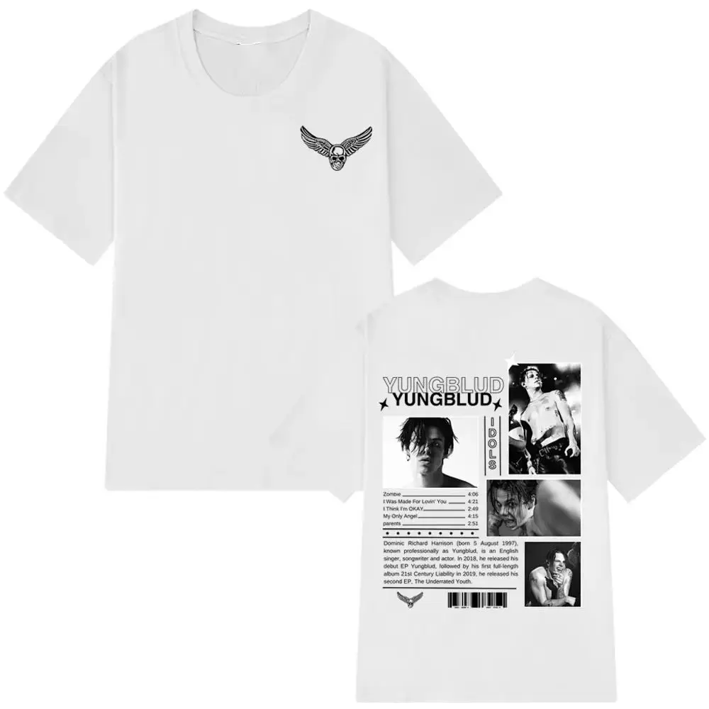Y2k الهيب هوب الشرير تي شيرت Yungblud IDOLS جولة العالم 2025 تي شيرت عادية فضفاض موضة القطن تي شيرت الشارع الشهير للجنسين #3
