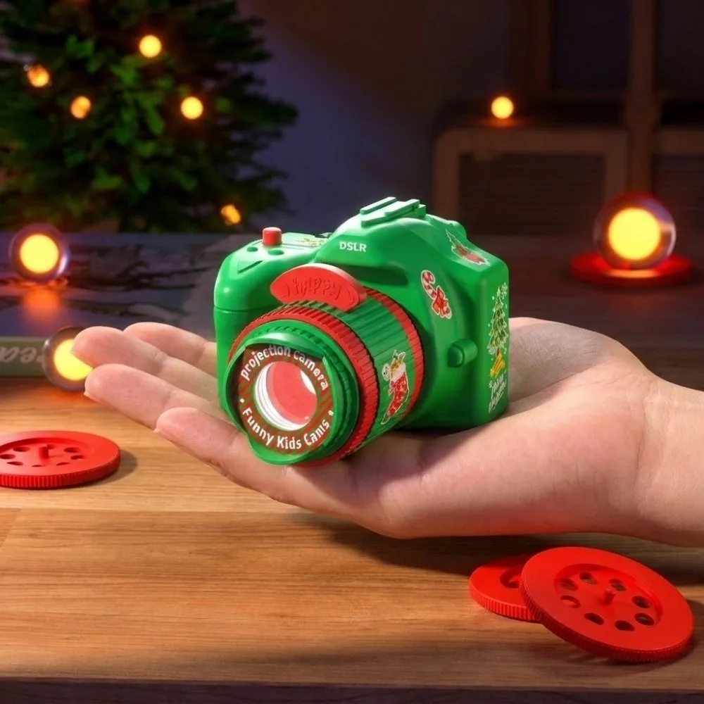 New Cartoon Christmas Projector Camera Lightweight Santa Claus Pattern Projection Lamp Unique Cute Camera-shaped Toy Holiday