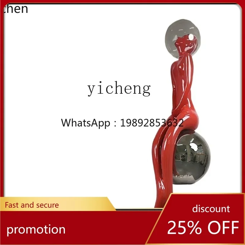 Modern Girl Art Sculpture Floor-to-Floor Ornament Hotel Exhibition Hall Creative Bubble Sitting Statue