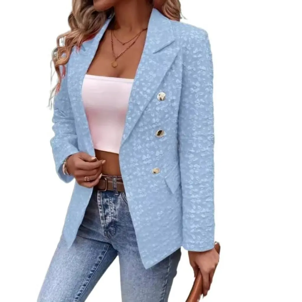 أزياء الشتاء لون نقي مزدوجة الصدر البدلة سترة المرأة جودة أنيقة محطة مستقلة أتمنى الأكثر مبيعا