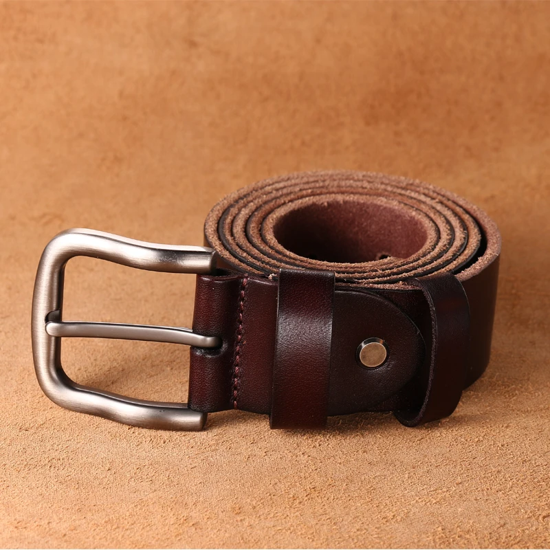 3.8CM Leather Man Belt Top Layer Leather Casual High Quality Belt  Pin Buckle Genuine Cow  Belts For Men Original Cowhide