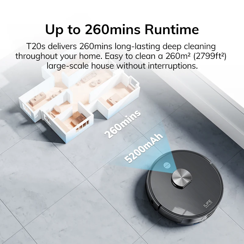 ILIFE T20S Robot Vacuum Cleaner 5000Pa Suction Power LDS Navigation App Control Cleaning Vacuum And Mopping Wet Dry Sweeping