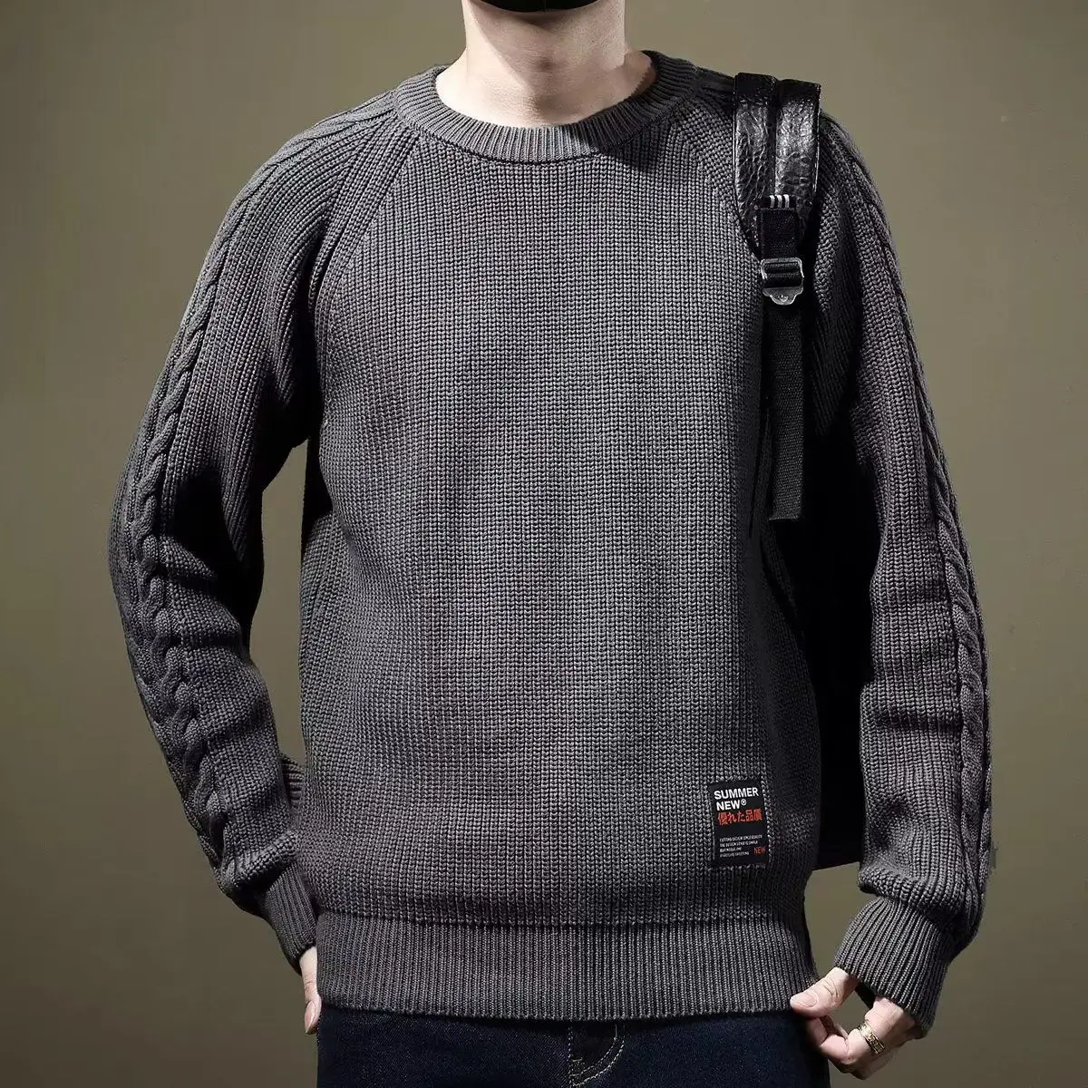 

High Quali Vintage Sweater ex Autumn Wear Lazy Sle Soft Cozy Overhead Knitted High Polyester Fiber Long Sve round ...