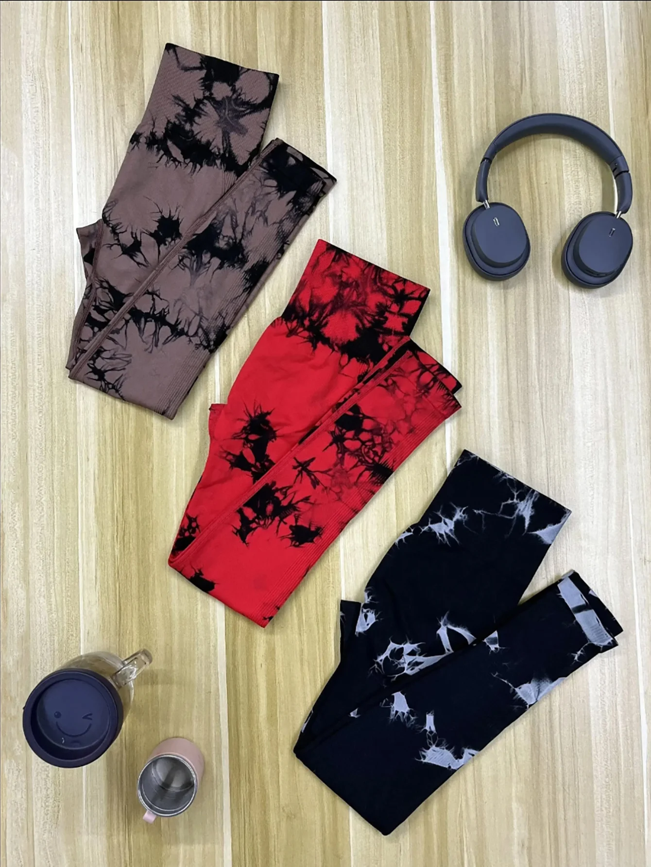 Tie Dye Seamless Leggings for Women High Waist Yoga Pants Scrunch Butt Lifting Elastic Tights Wide Waistband Sports Leggings image 5