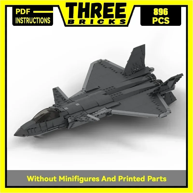 Bloques de construcción Moc, modelo de avión militar Chengdu J-20, tecnología de combate, bloques modulares, regalo, juguetes de Navidad, conjuntos DIY de montaje