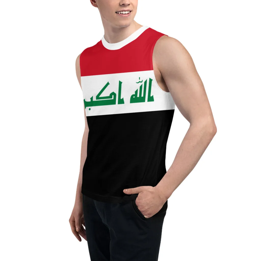 Sleeveless T-shirt Iraq Flag 3D Men's Boys Tshirt Gyms Tank Tops Fitness Joggers Basketball Training Vest