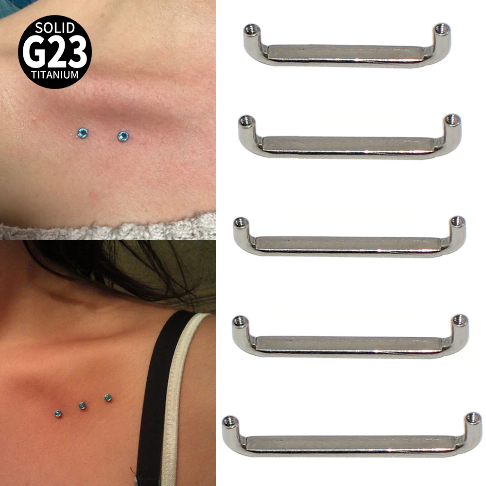 1-5PCS G23 Titanium Surface Piercing Double Ball Dermal Anchor14G Internal Threaded Micro Dermal Anchors Bar Jewelry Accessory