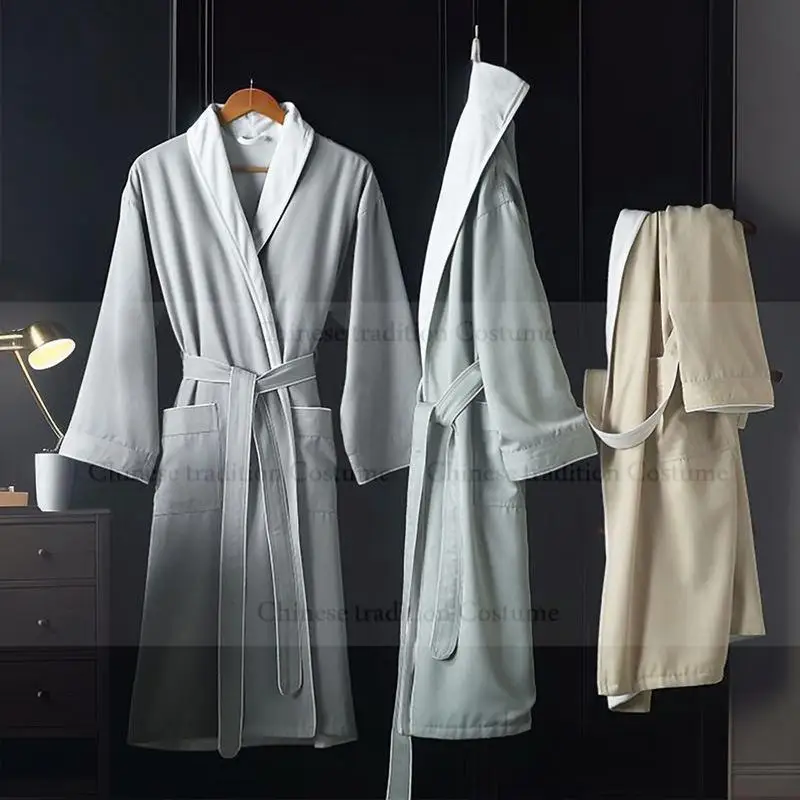 Warm Shower Bathrobe Gown Women Long Kimono Autumn Winter New Peignoir Nightie Robe Couple Sleepwear Bilayer Thicken Homewear