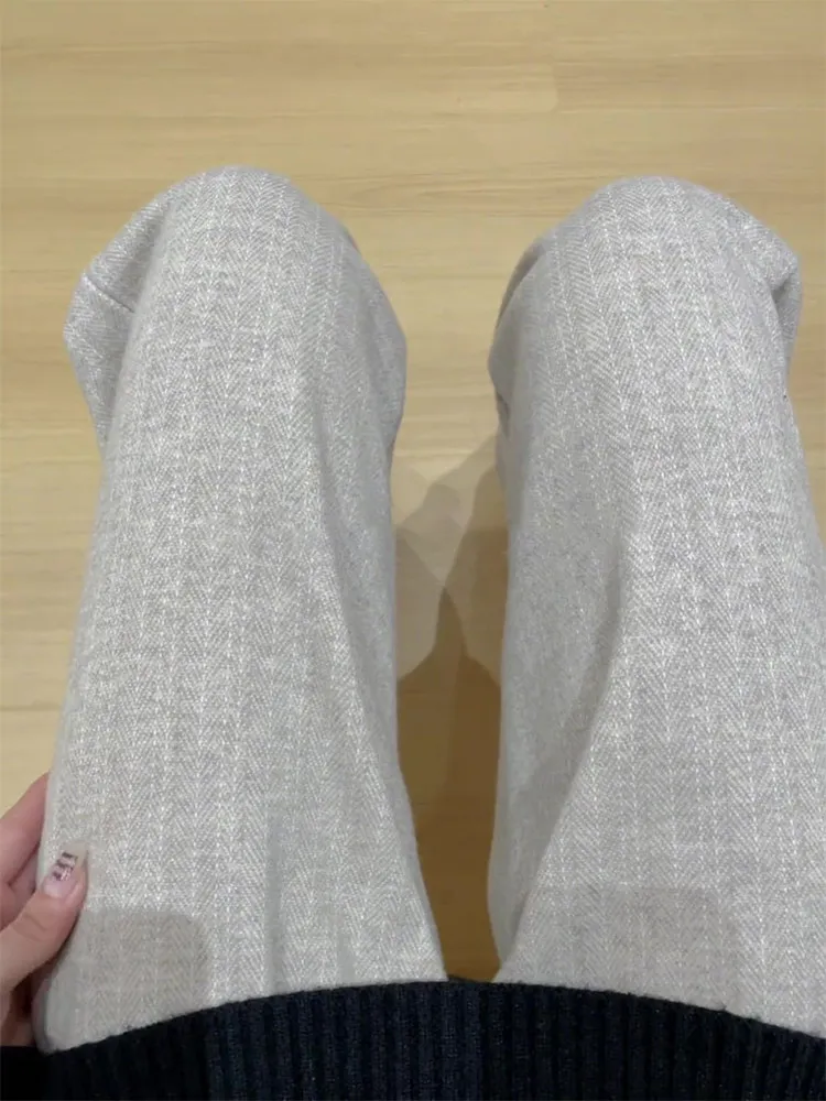 Elegant Woolen Straight Leg Pants Men's Autumn Lazy Style Drapey Leg Lengthening Micro Flared Sweatpants Casual Pants