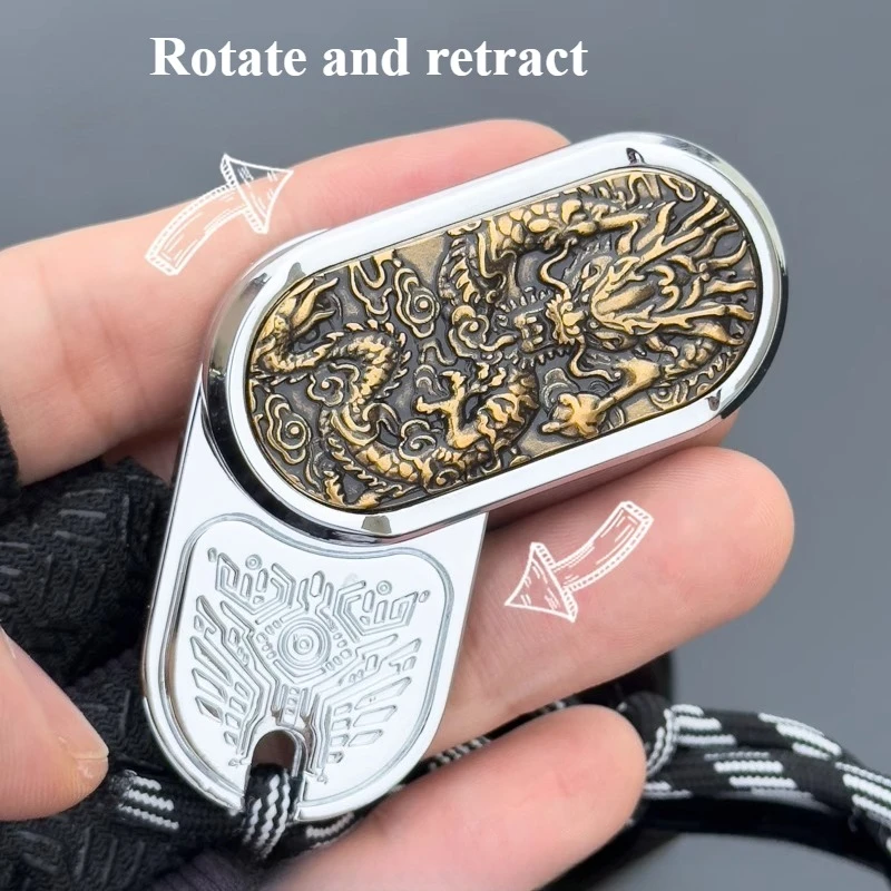ドラゴンパターン EDC リズムダイレクトプッシュ回転機械式金属指先プッシュカード減圧デスクトップおもちゃギフト