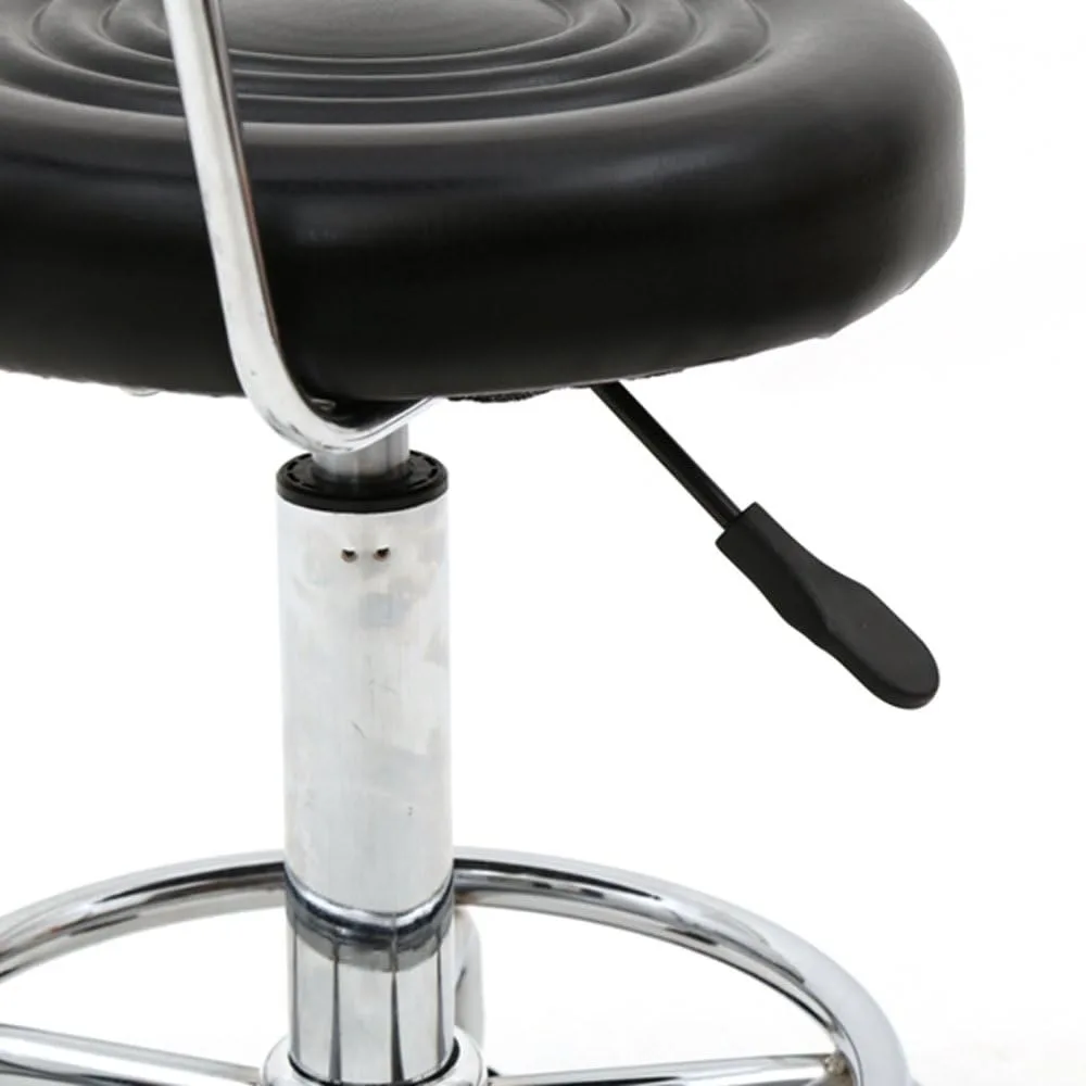 Rolling Stool with Wheels,Heavy Duty Lash Chair, ajustável para o laboratório de tatuagem, salão de massagem, spa, elaboração de unhas ensinar, couro preto