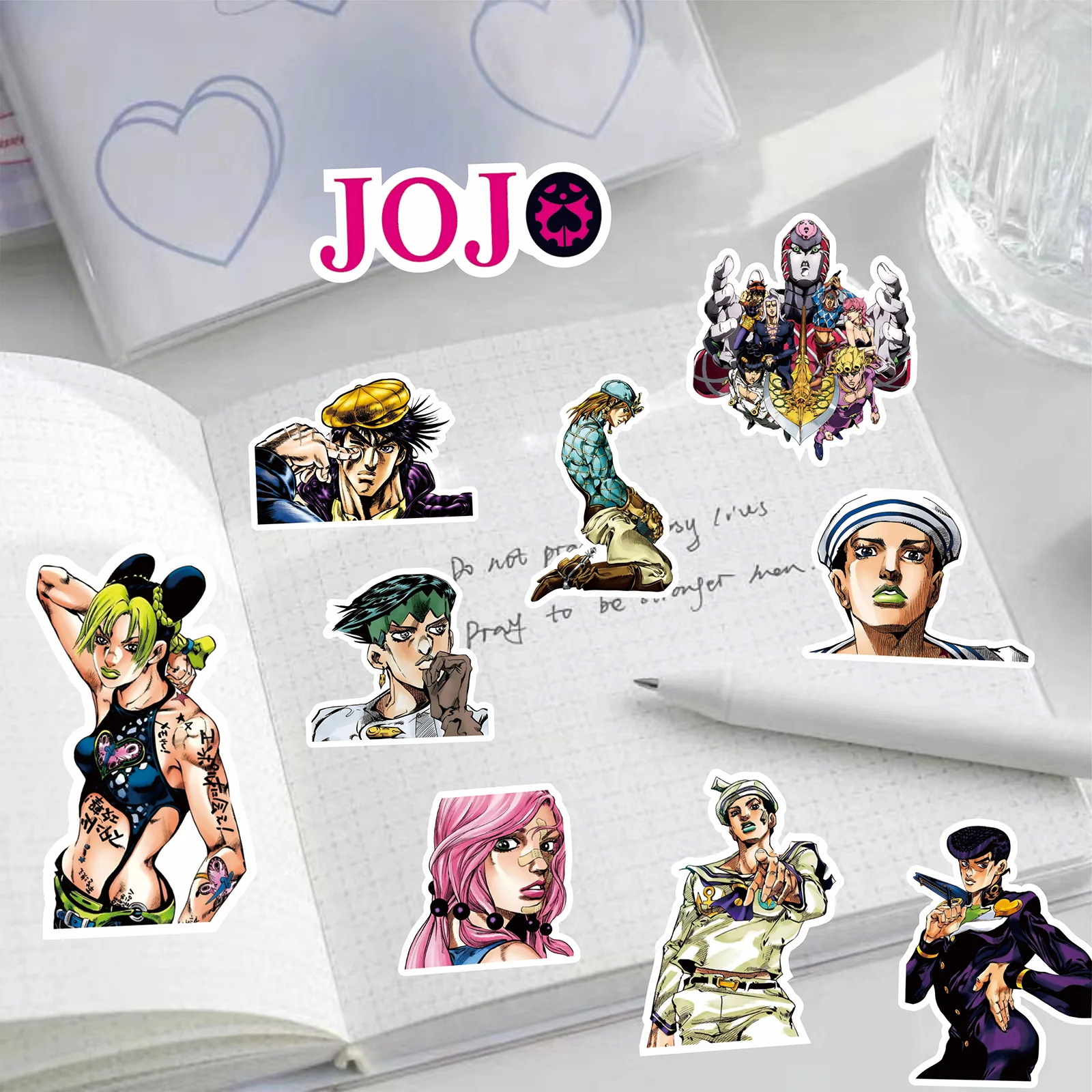 8 ‌ 2 Stück Anime JoJo's Bizarre Adventure Aufkleber für DIY Notizbuch, Schreibwaren, Gitarre, Skateboard, Handy, Wasserbecher, Kujo Jotaro Aufkleber – Detail 5