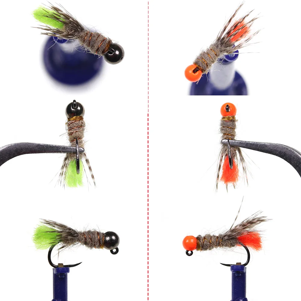 # 12 # 14 حبة التنغستن رئيس مختلس النظر العلبة Barbless تهزهز حورية غرق سريع لسمك السلمون المرقط Grayling Bluegill حمامات السباحة العميقة الصيد إغراء #5