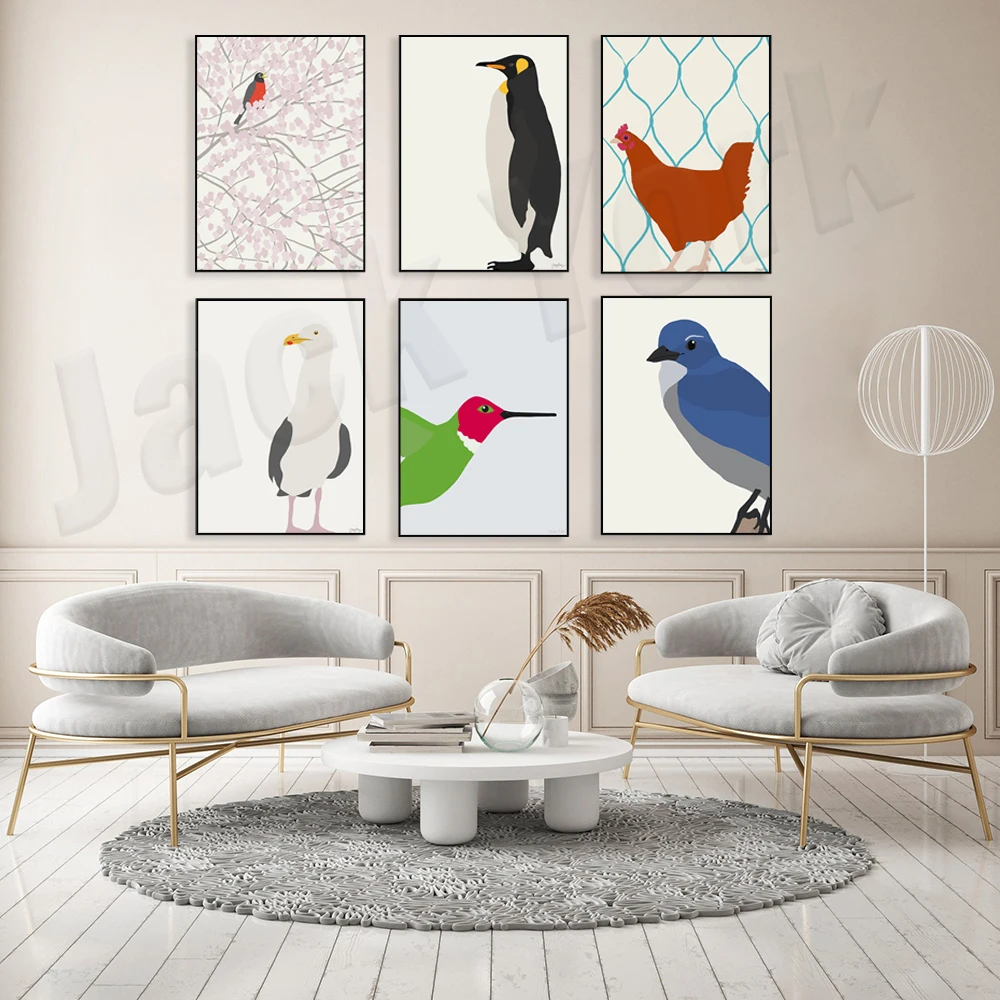 Seagulls on Pier,Baby Ostrich,Owl,Emperor Penguin,Sparrows,Cormorant,Wild Turkey,Rhode Island Red,Cardinal Print.