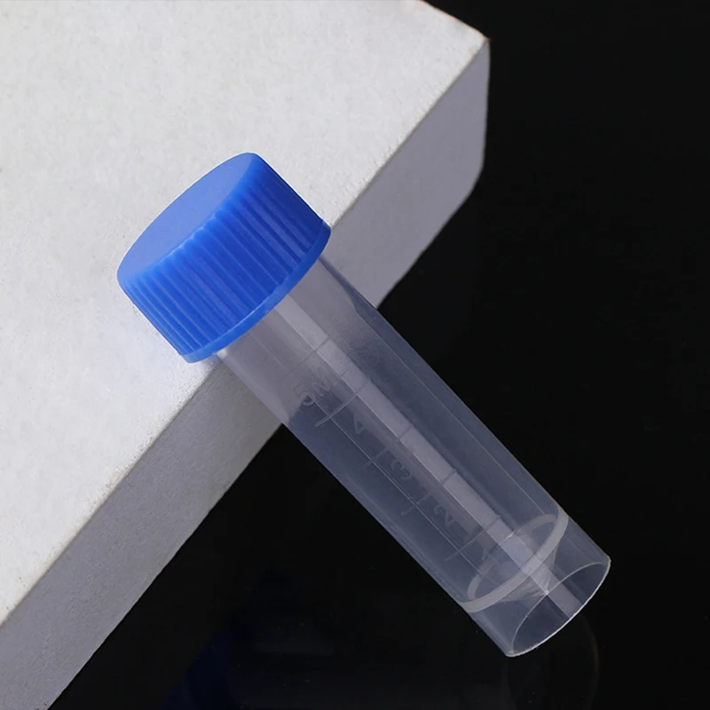 New Laboratory Chemical Plastic Test Tube Vial Sealing Cap Packaging Container Office School Chemicals 10Pieces * 5ML Laboratory