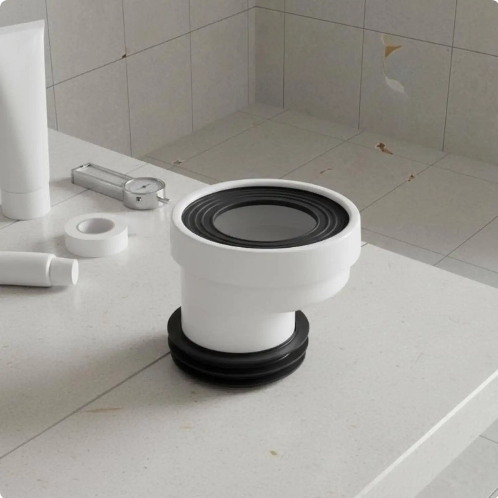 PP Toilet Drain Shifter Adapter for Outlet to Floor Pipe Sealed Connection Anti Smell Rubber Gasket Smooth Flow Plumbing