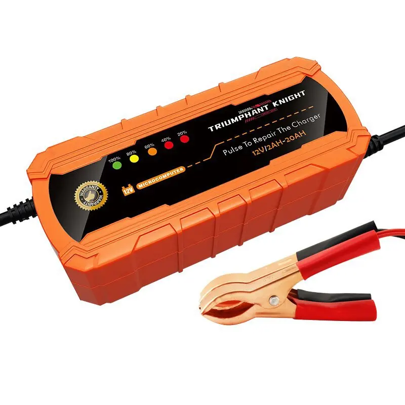 12V Car Motorcycle Battery Charger 2A Fully Automatic Smart Charger Pulse Repair Battery Suitable for 2-20ah Lead-Acid Batteries