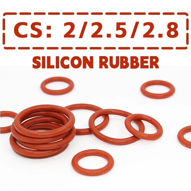 두께 2/2.5/2.8mm 빨간색 VMQ O-링 단면 실리콘 고무 씰링 가스켓 고무 와셔 사양 도매