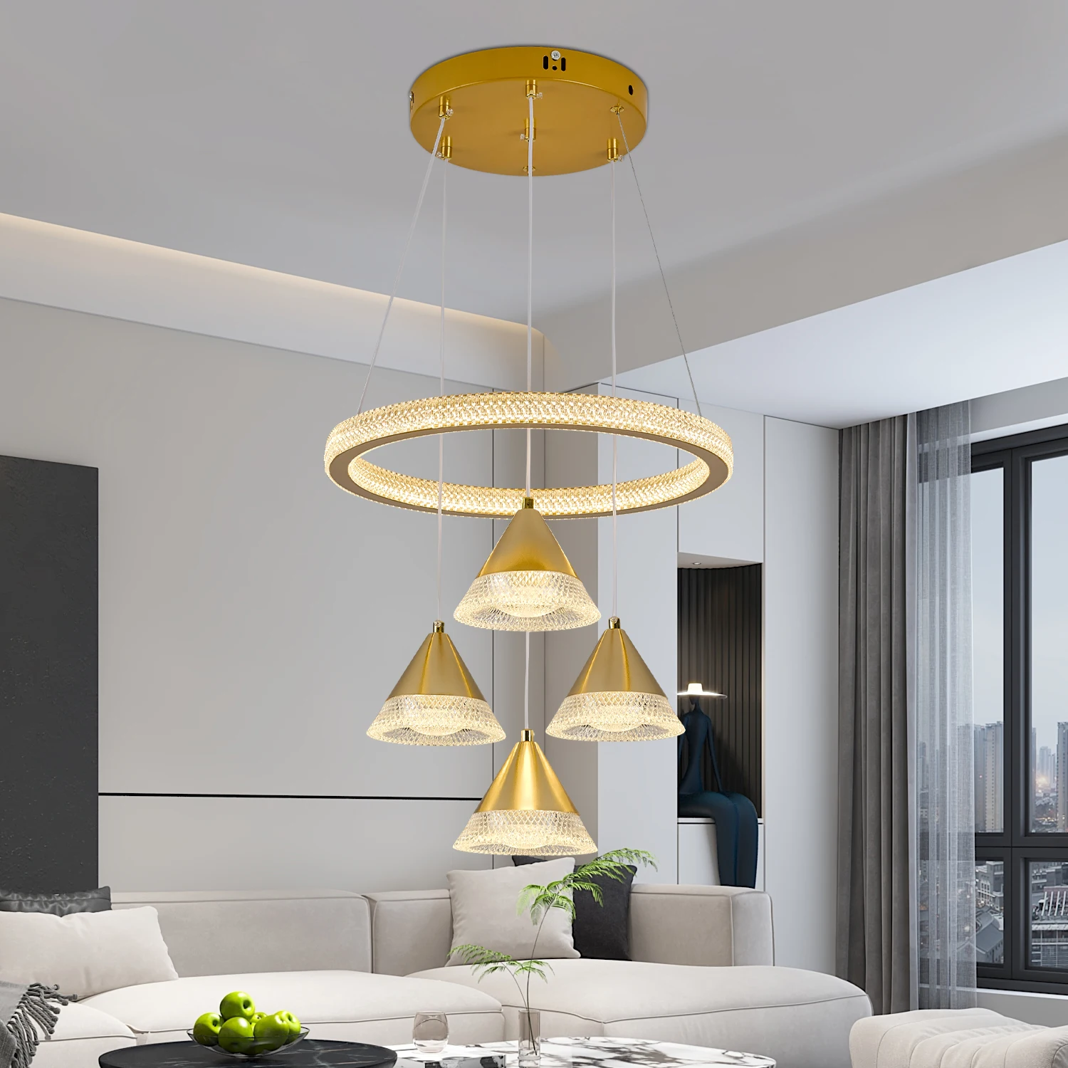 Led ثريا تركب بالسقف غرفة المعيشة غرفة نوم الذهب الأسود ضوء السقف الديكور المنزل الحديثة الفاخرة مصباح معلق تركيبة إضاءة #5