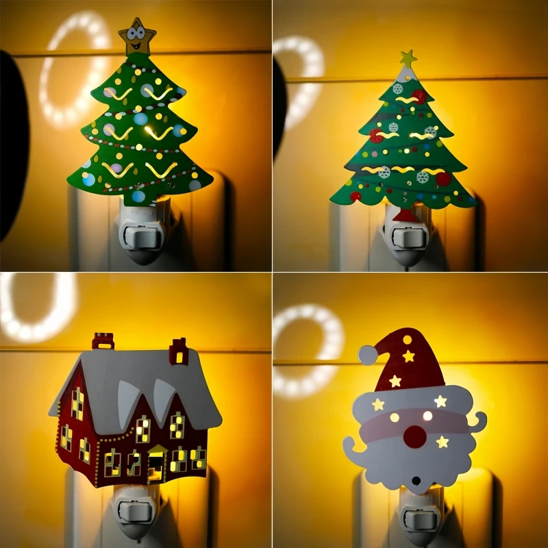 LED Night Flashing Lights Snowman Santa House Luminous Lamp Christmas Ornament Party New Year's Decor Festive Lighting