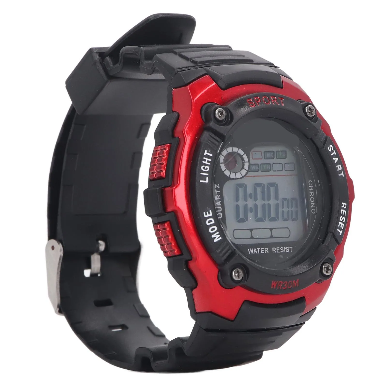 Digital Watch Water Resistant LED Light Stopwatch Daily Alarm Quartz 30mm Luminous Sports Watch Electronic Sports Watch Rubber Strap  main image 2