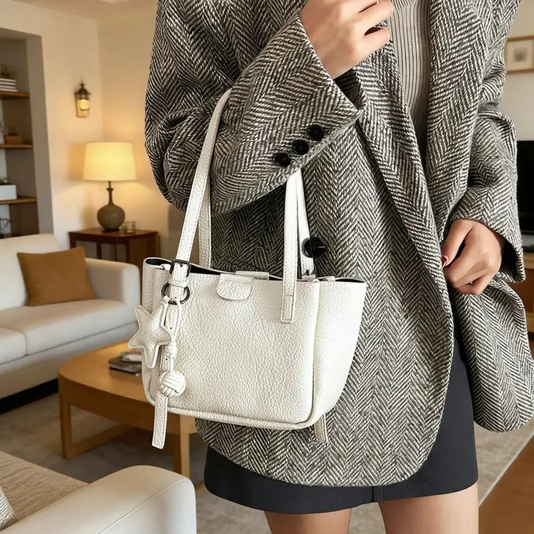 

Women's Star Pattern Shoulder Tote Bag, Textured Leather Handbag, Casual Daily Crossbody Bag, Fashionable Commuter Shopping Bag