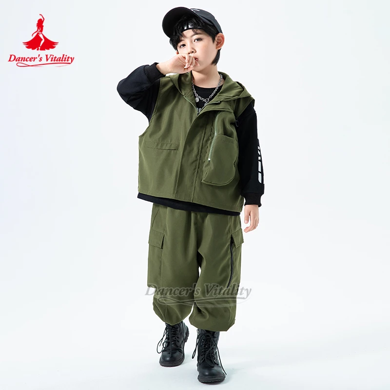 Kit de batería para adolescentes, disfraz de actuación, baile callejero para niños, Jazz, baile rompe, entrenamiento, chaleco con capucha, conjuntos de vitalidad de bailarina