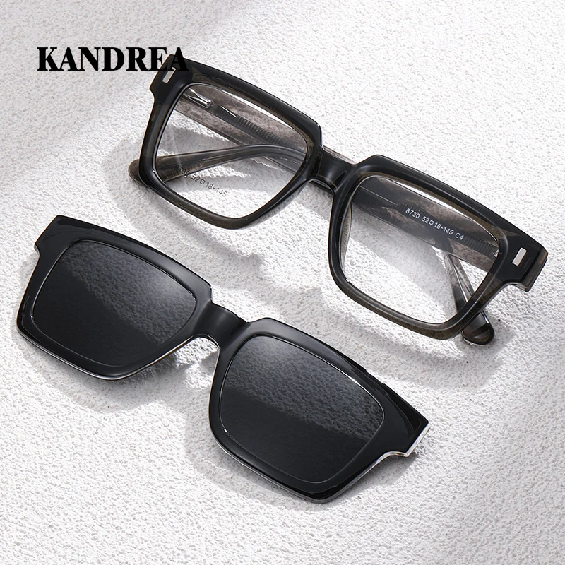 

KANDREA Retro Thick-leg Square Frame Men Women Outdoor Optical Myopia Fashion Sunglasses Polarized 2 IN 1 Eyewear 8730