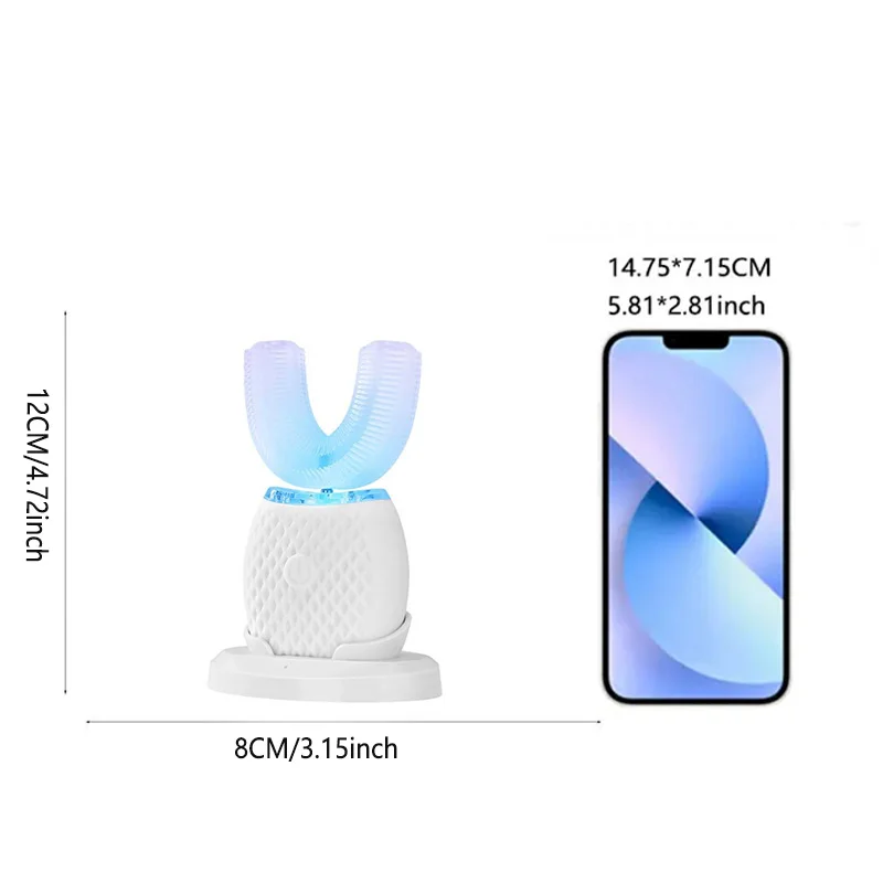 U Shaped Electric Toothbrush Sonic Oral Cleaner Soft Bristles Whitening Portable USB Rechargeable For Kids Adults Family Gift